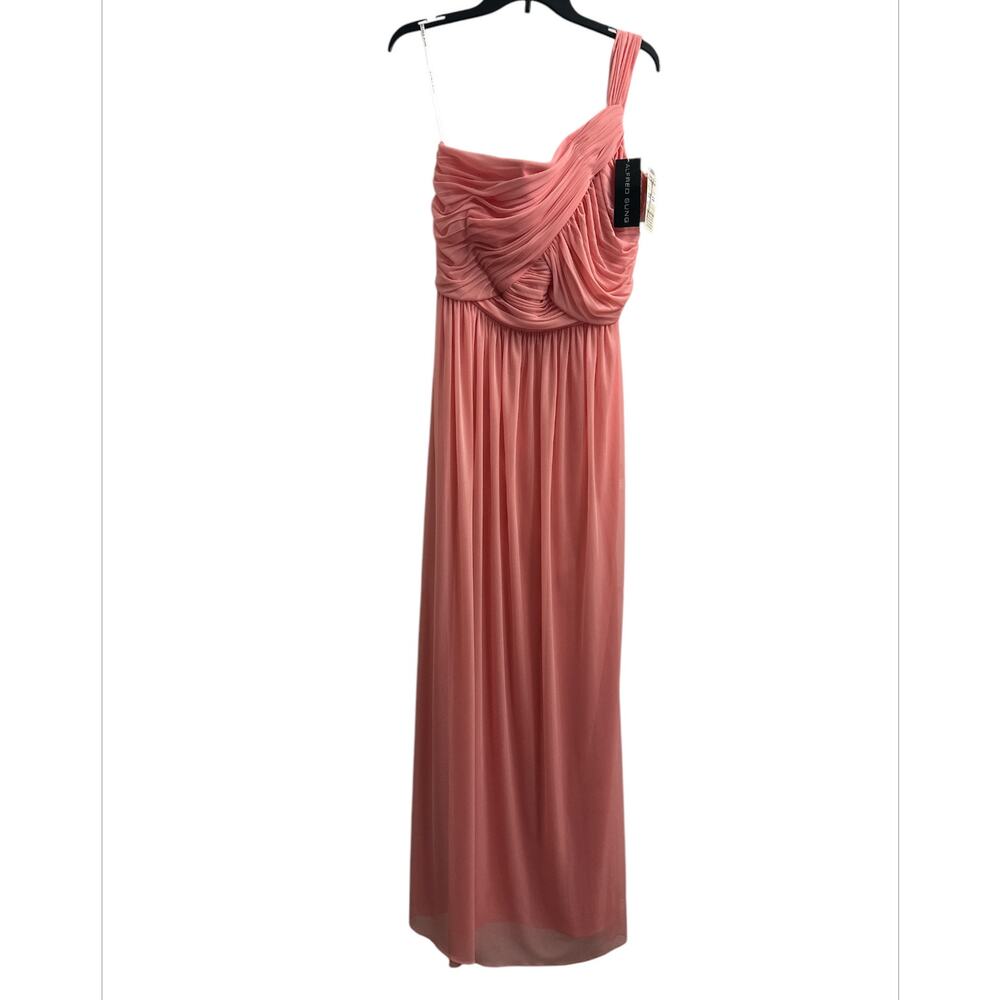 Alfred Sung Apricot Pink One Shoulder Chiffon Long Party Dress Women’s Size 12